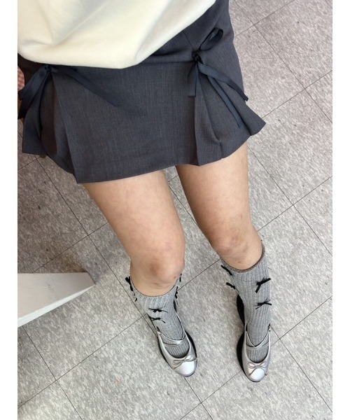 ipugo（イプゴ）の「ipugo/イプゴ リボンスリットミニ丈スカート（スカート・レディース・ピンク/チャコール・FREE）」の10枚目の写真