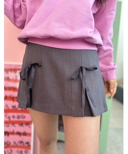 ipugo（イプゴ）の「ipugo/イプゴ リボンスリットミニ丈スカート（スカート・レディース・ピンク/チャコール・FREE）」の13枚目の写真