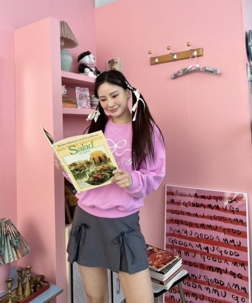 ipugo（イプゴ）の「ipugo/イプゴ リボンスリットミニ丈スカート（スカート・レディース・ピンク/チャコール・FREE）」の18枚目の写真