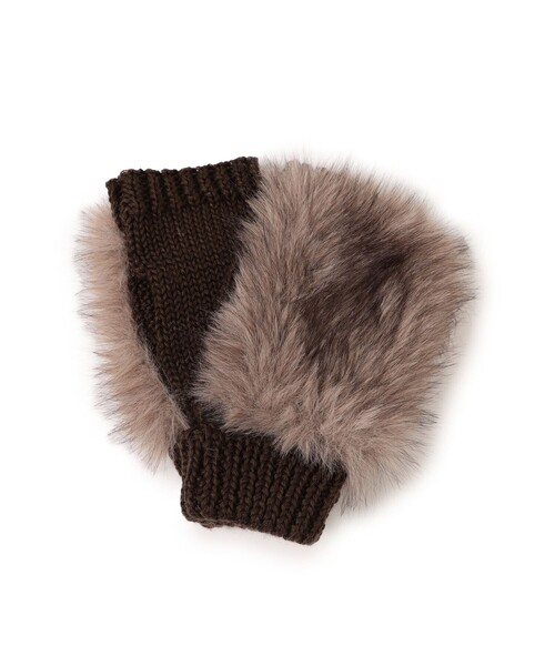 Ray BEAMS（レイビームス）の「フェイクファー グローブ（手袋・レディース・ベージュ/グレー・ONE SIZE）」の4枚目の写真