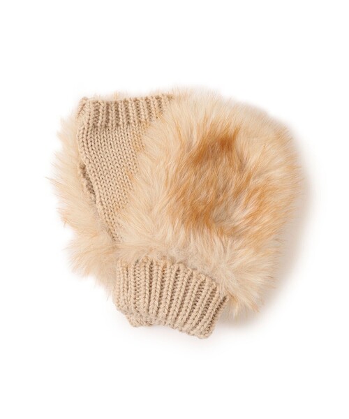 Ray BEAMS（レイビームス）の「フェイクファー グローブ（手袋・レディース・ベージュ/グレー・ONE SIZE）」の5枚目の写真