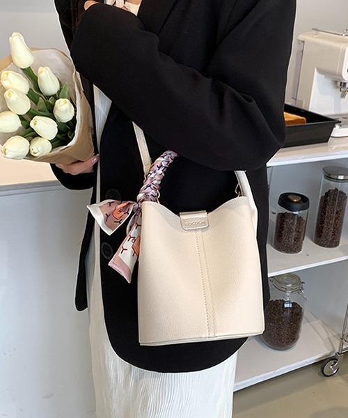 セール】着脱可能 スカーフデザイン バケツ型 ショルダーバッグ