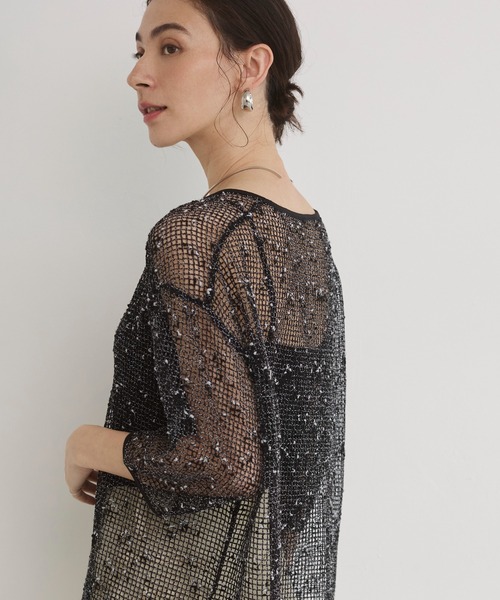 ANGIE(アンジー)の「メッシュ スキッパー プルオーバー / シアートップス / 夏服(Tシャツ/カットソー・レディース・ブラック/ナチュラル/ブラウン・FREE)」の21枚目の写真