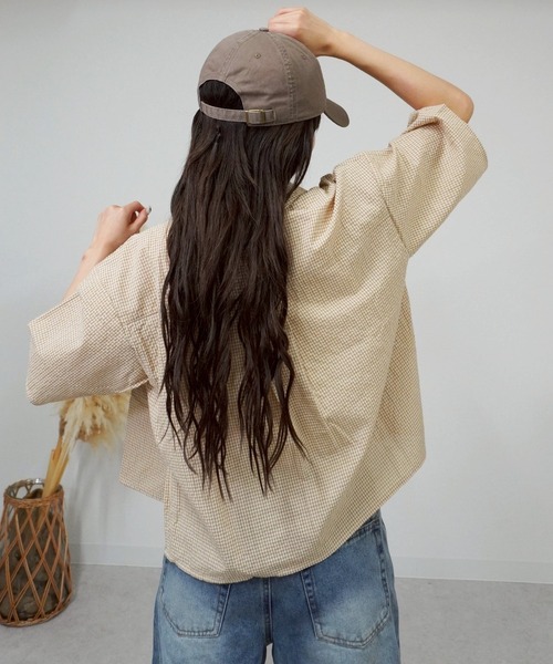 gossara(ゴサラ)の「チェックハーフスリーブシャツ(シャツ/ブラウス・レディース・グリーン/ベージュ/ブラック・FREE)」の10枚目の写真