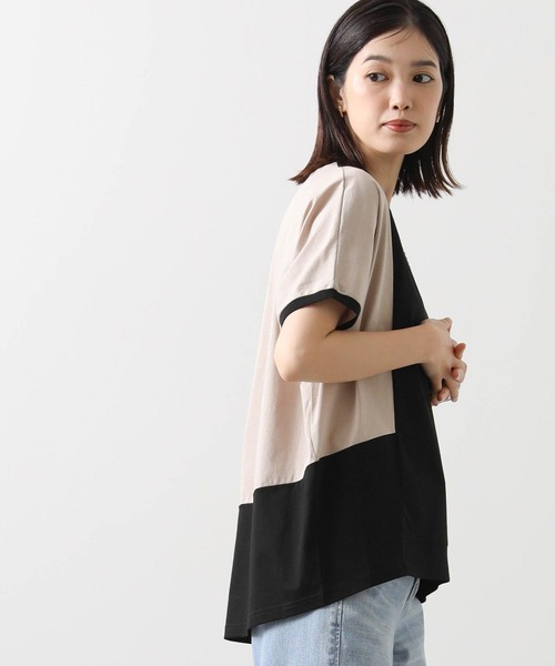 セール】バイカラー切替フレンチカットソー（Tシャツ/カットソー