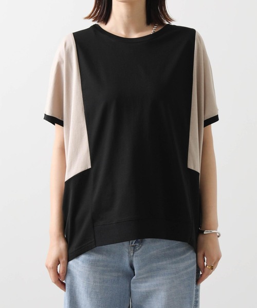 tシャツ バイカラー切替フレンチカットソー レディース セール】バイカラー切替フレンチカットソー（Tシャツ/カットソー