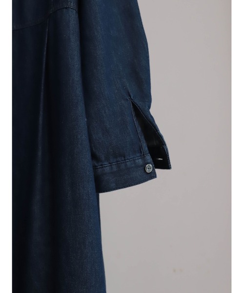 FIL DE FER（フィルデフェール）の「ライトOZデニム　スタンド切替ワンピース（シャツワンピース・レディース・ネイビー・FREE）」の21枚目の写真
