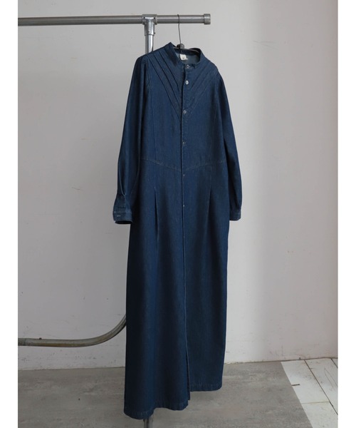 FIL DE FER（フィルデフェール）の「ライトOZデニム　スタンド切替ワンピース（シャツワンピース・レディース・ネイビー・FREE）」の17枚目の写真