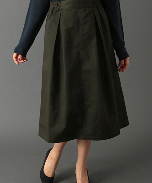 SEVENDAYS=SUNDAY（セブンデイズサンデイ）の「Ｔ／Ｃツイル起毛タックスカート（スカート・レディース・ベージュ/ネイビー/カーキ・LARGE/MEDIUM）」の2枚目の写真