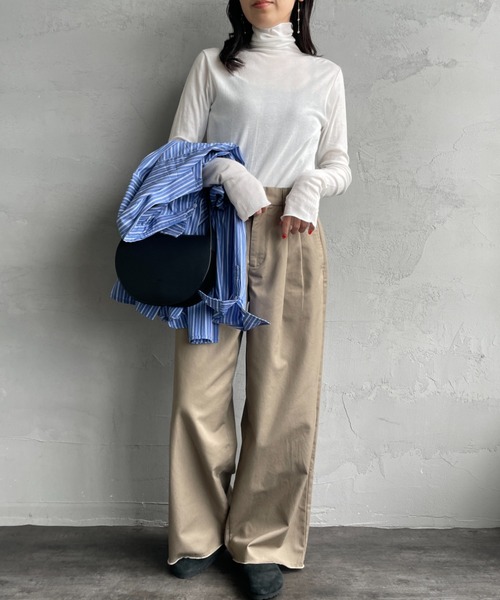 MILLER（ミラー）の「【FUDGE 11月号掲載】[MILLER/ミラー] 別注 パネルリブ シアータートルTシャツ（Tシャツ/カットソー・レディース・ボルドー/ブラック/オフホワイト/アクア/ネイビー・F）」の7枚目の写真