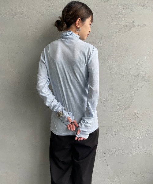 MILLER（ミラー）の「【FUDGE 11月号掲載】[MILLER/ミラー] 別注 パネルリブ シアータートルTシャツ（Tシャツ/カットソー・レディース・ボルドー/ブラック/オフホワイト/アクア/ネイビー・F）」の11枚目の写真