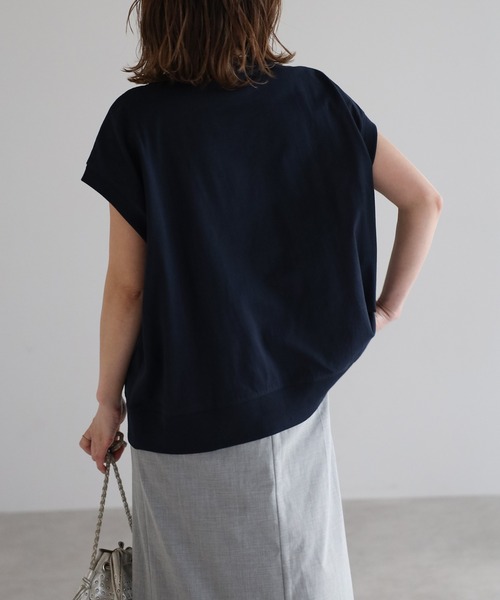 Bonjour Sagan（ボンジュールサガン）の「サガラ刺繍フレンチスリーブTシャツ（Tシャツ/カットソー・レディース・オフホワイト/ダークネイビー/ライトベージュ・FREE）」の11枚目の写真