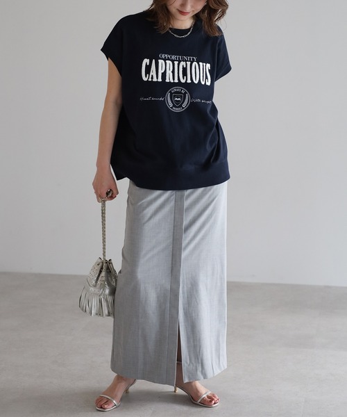 Bonjour Sagan（ボンジュールサガン）の「サガラ刺繍フレンチスリーブTシャツ（Tシャツ/カットソー・レディース・オフホワイト/ダークネイビー/ライトベージュ・FREE）」の12枚目の写真