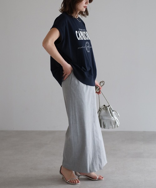 Bonjour Sagan（ボンジュールサガン）の「サガラ刺繍フレンチスリーブTシャツ（Tシャツ/カットソー・レディース・オフホワイト/ダークネイビー/ライトベージュ・FREE）」の13枚目の写真