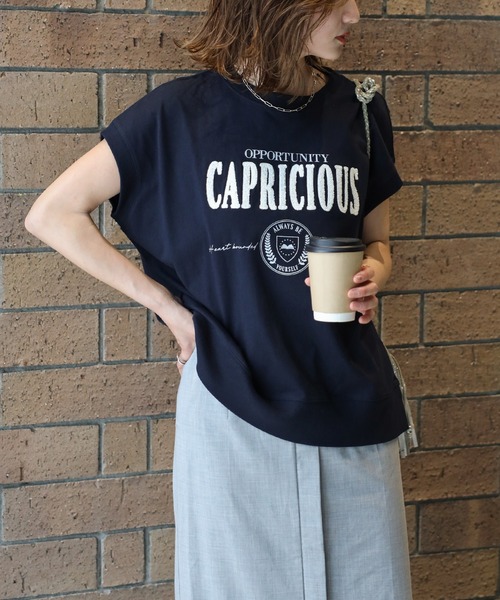 Bonjour Sagan（ボンジュールサガン）の「サガラ刺繍フレンチスリーブTシャツ（Tシャツ/カットソー・レディース・オフホワイト/ダークネイビー/ライトベージュ・FREE）」の5枚目の写真