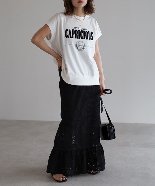 Bonjour Sagan（ボンジュールサガン）の「サガラ刺繍フレンチスリーブTシャツ（Tシャツ/カットソー・レディース・オフホワイト/ダークネイビー/ライトベージュ・FREE）」の22枚目の写真