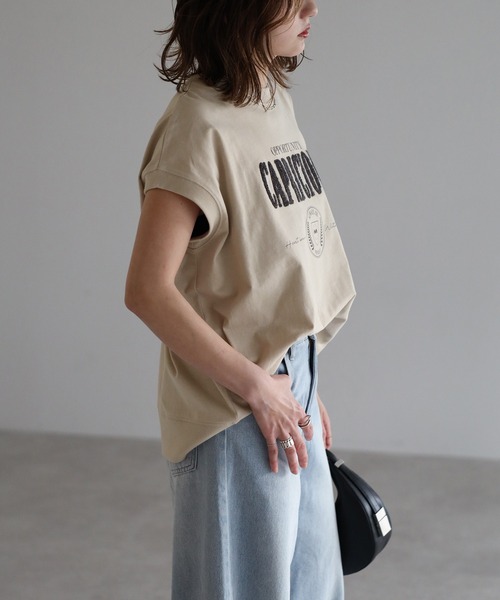 Bonjour Sagan（ボンジュールサガン）の「サガラ刺繍フレンチスリーブTシャツ（Tシャツ/カットソー・レディース・オフホワイト/ダークネイビー/ライトベージュ・FREE）」の17枚目の写真