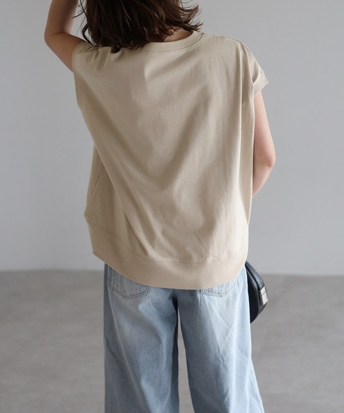 Bonjour Sagan（ボンジュールサガン）の「サガラ刺繍フレンチスリーブTシャツ（Tシャツ/カットソー・レディース・オフホワイト/ダークネイビー/ライトベージュ・FREE）」の18枚目の写真