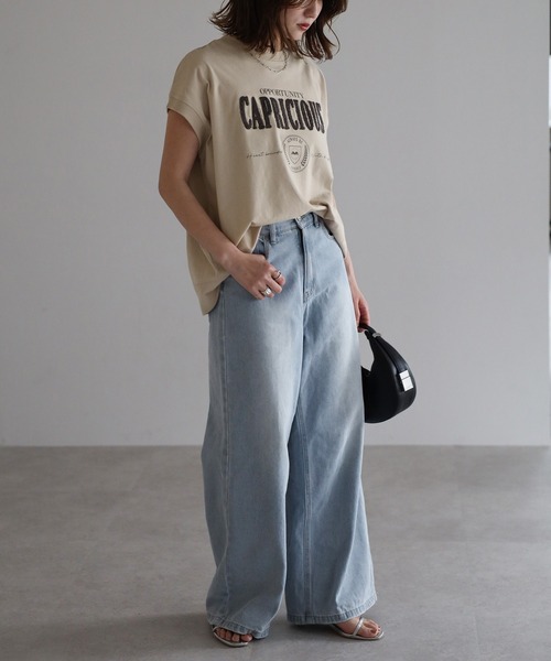 Bonjour Sagan（ボンジュールサガン）の「サガラ刺繍フレンチスリーブTシャツ（Tシャツ/カットソー・レディース・オフホワイト/ダークネイビー/ライトベージュ・FREE）」の19枚目の写真