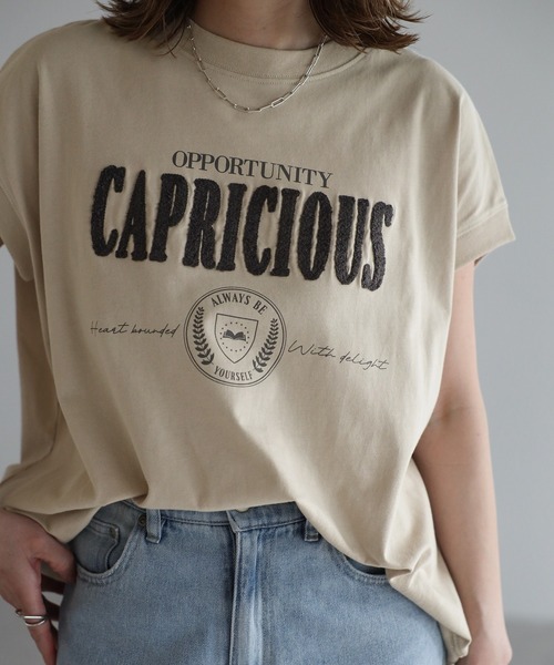 Bonjour Sagan（ボンジュールサガン）の「サガラ刺繍フレンチスリーブTシャツ（Tシャツ/カットソー・レディース・オフホワイト/ダークネイビー/ライトベージュ・FREE）」の15枚目の写真