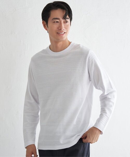 IKKA LOUNGE(イッカラウンジ)の「ランダムリップルボーダーロンT(Tシャツ/カットソー・メンズ・ワイン/ブラック/ホワイト/ネイビー・L/M/XL/S)」の5枚目の写真