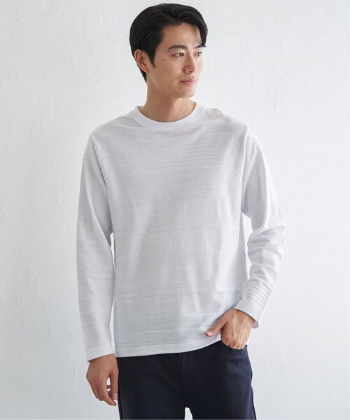 IKKA LOUNGE(イッカラウンジ)の「ランダムリップルボーダーロンT(Tシャツ/カットソー・メンズ・ワイン/ブラック/ホワイト/ネイビー・L/M/XL/S)」の21枚目の写真