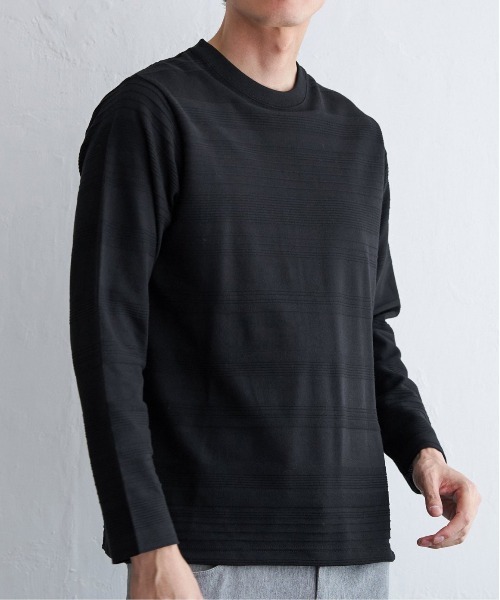 IKKA LOUNGE(イッカラウンジ)の「ランダムリップルボーダーロンT(Tシャツ/カットソー・メンズ・ワイン/ブラック/ホワイト/ネイビー・L/M/XL/S)」の2枚目の写真
