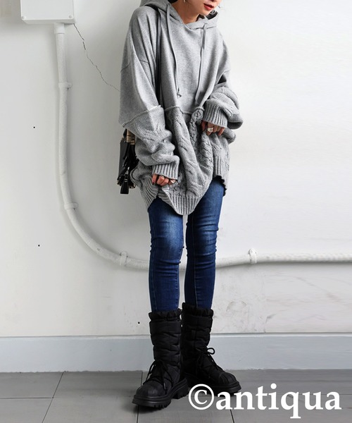 antiqua（アンティカ）の「中綿レースアップブーツ（ブーツ・レディース・ブラック・24/23/25）」の3枚目の写真