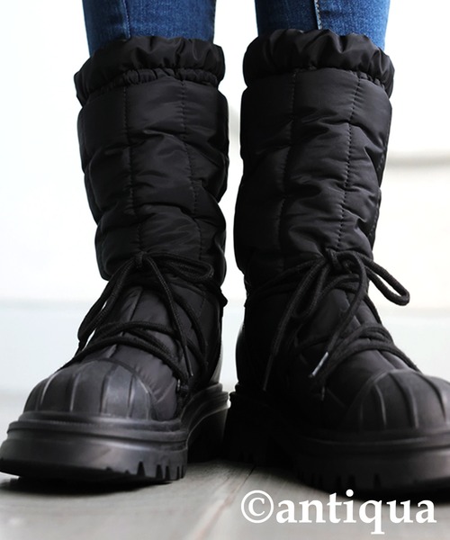 antiqua（アンティカ）の「中綿レースアップブーツ（ブーツ・レディース・ブラック・24/23/25）」の4枚目の写真