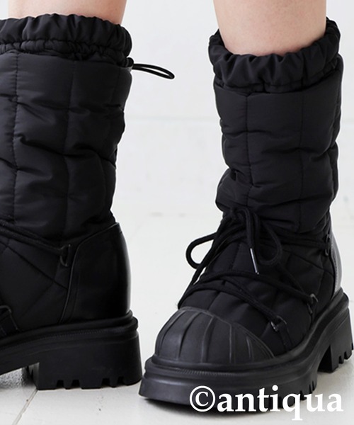 antiqua（アンティカ）の「中綿レースアップブーツ（ブーツ・レディース・ブラック・24/23/25）」の6枚目の写真