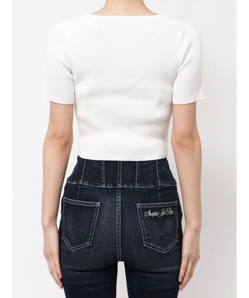 GYDA（ジェイダ）の「SymmetryGYDA ハーフスリーブニットトップス（ニット/セーター・レディース・パープル/オフホワイト/ブラック・FREE）」の17枚目の写真