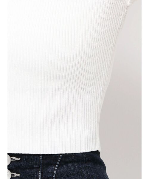 GYDA（ジェイダ）の「SymmetryGYDA ハーフスリーブニットトップス（ニット/セーター・レディース・パープル/オフホワイト/ブラック・FREE）」の5枚目の写真