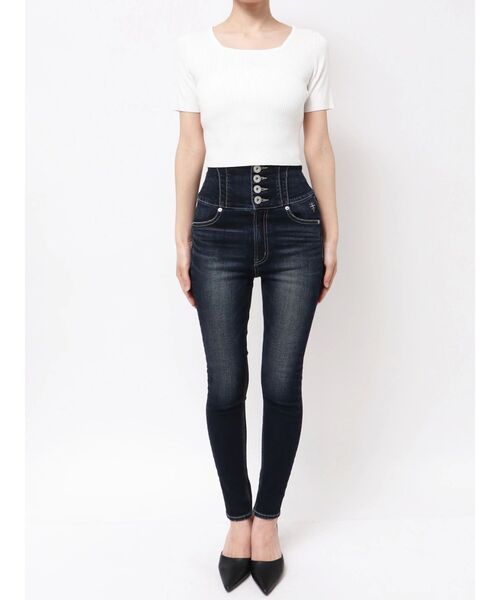 GYDA（ジェイダ）の「SymmetryGYDA ハーフスリーブニットトップス（ニット/セーター・レディース・パープル/オフホワイト/ブラック・FREE）」の7枚目の写真