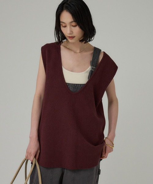 BABYLONE(バビロン)の「ブークレセッケツベスト(ベスト・レディース・ベージュ/ボルドー/ブラック・フリー)」の3枚目の写真