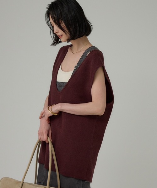 BABYLONE(バビロン)の「ブークレセッケツベスト(ベスト・レディース・ベージュ/ボルドー/ブラック・フリー)」の5枚目の写真