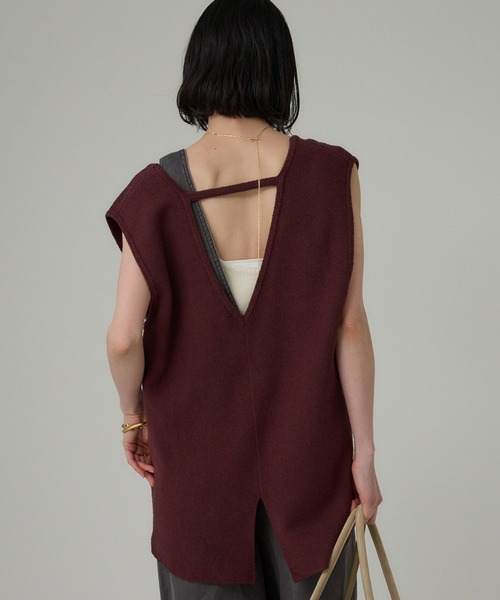 BABYLONE(バビロン)の「ブークレセッケツベスト(ベスト・レディース・ベージュ/ボルドー/ブラック・フリー)」の7枚目の写真