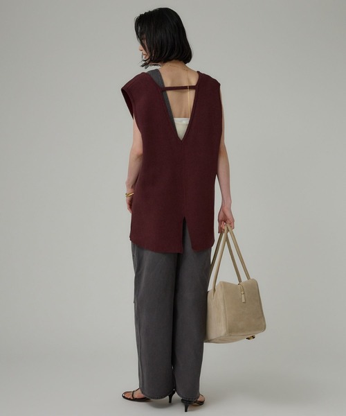 BABYLONE(バビロン)の「ブークレセッケツベスト(ベスト・レディース・ベージュ/ボルドー/ブラック・フリー)」の10枚目の写真