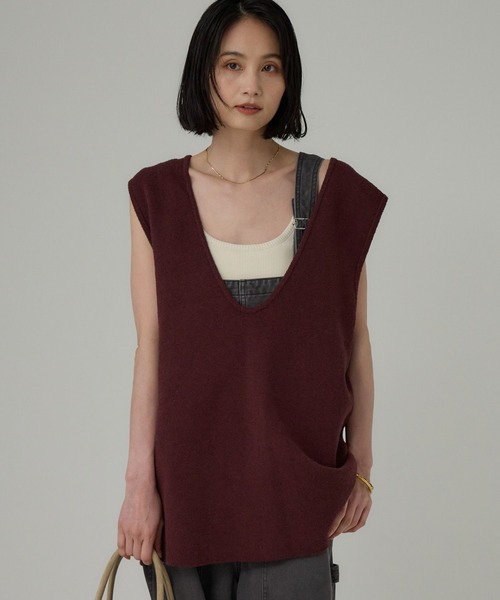 BABYLONE(バビロン)の「ブークレセッケツベスト(ベスト・レディース・ベージュ/ボルドー/ブラック・フリー)」の4枚目の写真