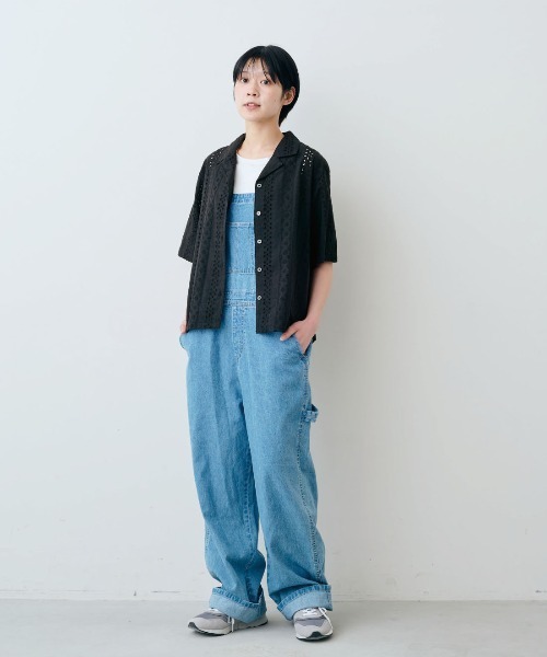 THREE FIFTY STANDARD（スリーフィフティースタンダード）の「ＴＨＲＥＥ　ＦＩＦＴＹ　ＳＴＡＮＤＡＲＤ　コットンレースの開衿シャツ〈ブラック〉（シャツ/ブラウス・レディース・ブラック・3L/LL/M/L）」の7枚目の写真