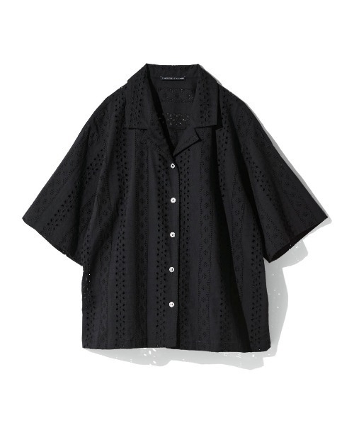 THREE FIFTY STANDARD（スリーフィフティースタンダード）の「ＴＨＲＥＥ　ＦＩＦＴＹ　ＳＴＡＮＤＡＲＤ　コットンレースの開衿シャツ〈ブラック〉（シャツ/ブラウス・レディース・ブラック・3L/LL/M/L）」の8枚目の写真