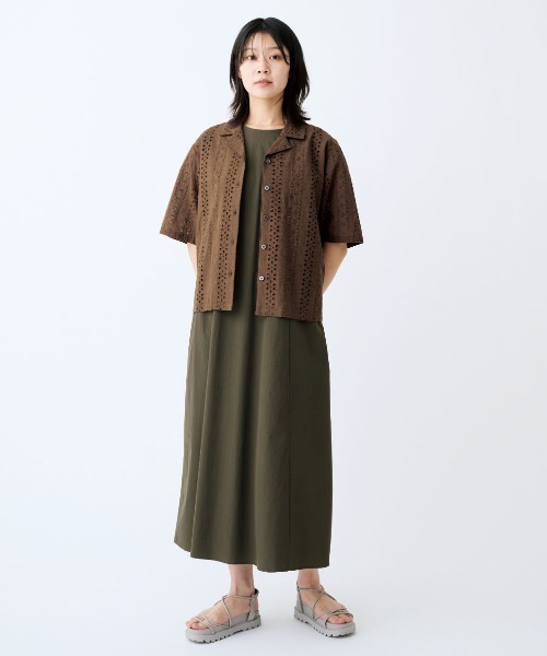THREE FIFTY STANDARD(スリーフィフティースタンダード)の「THREE FIFTY STANDARD コットンレースの開衿シャツ(シャツ/ブラウス・レディース・ブラック/モカ・3L/LL/M/L)」の17枚目の写真