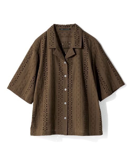 THREE FIFTY STANDARD(スリーフィフティースタンダード)の「THREE FIFTY STANDARD コットンレースの開衿シャツ(シャツ/ブラウス・レディース・ブラック/モカ・3L/LL/M/L)」の18枚目の写真