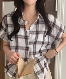 チェック柄ショートスリーブルーズシャツ