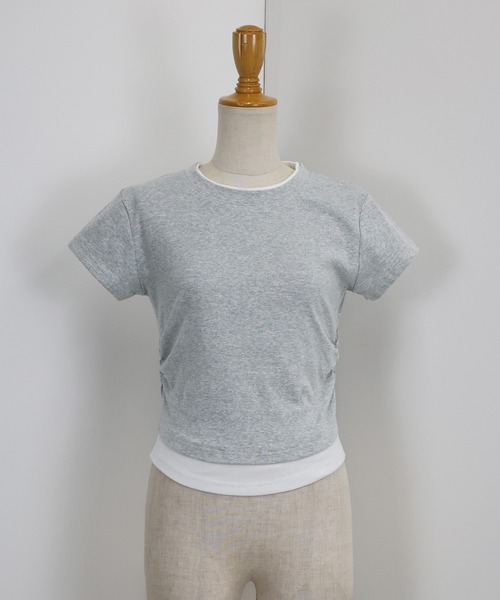 BLUEEAST(ブルーイースト)の「サイドシャーリングレイヤードTシャツ(Tシャツ/カットソー・レディース・グレー/ブラック・MEDIUM)」の18枚目の写真