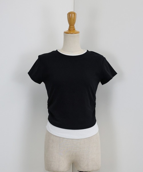 BLUEEAST(ブルーイースト)の「サイドシャーリングレイヤードTシャツ(Tシャツ/カットソー・レディース・グレー/ブラック・MEDIUM)」の19枚目の写真