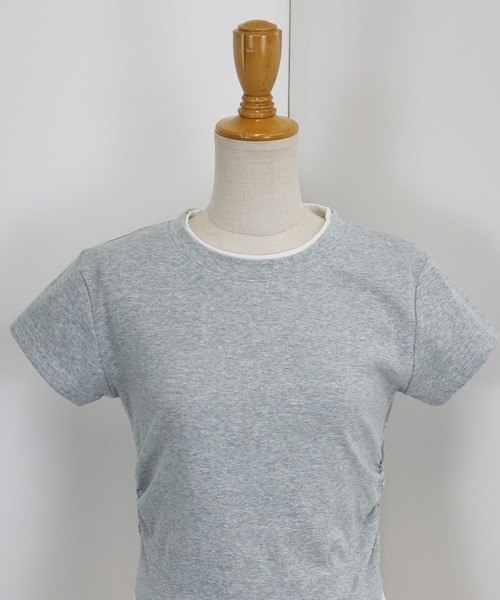 BLUEEAST(ブルーイースト)の「サイドシャーリングレイヤードTシャツ(Tシャツ/カットソー・レディース・グレー/ブラック・MEDIUM)」の20枚目の写真