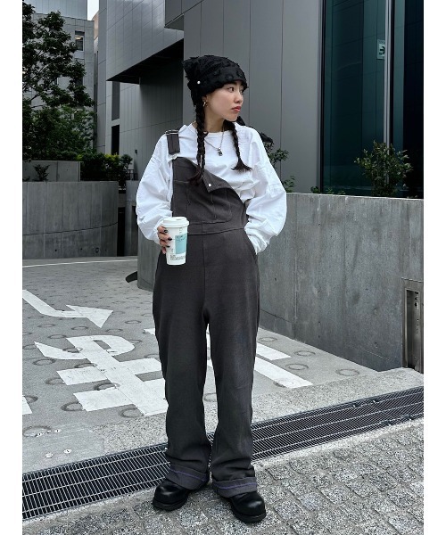 ELCHELE(エルチェレ)の「EPIC RIB PAINTER OVERALLS(サロペット/オーバーオール・レディース・チャコールグレー/ホワイト・38/36)」の3枚目の写真