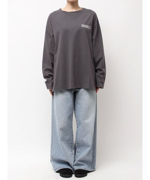 Ungrid（アングリッド）の「ロゴロングスリーブTee（Tシャツ/カットソー・レディース・オフホワイト/ターコイズブルー/ピンク/ネイビー・FREE）」の5枚目の写真