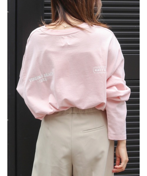 Ungrid（アングリッド）の「ロゴロングスリーブTee（Tシャツ/カットソー・レディース・オフホワイト/ターコイズブルー/ピンク/ネイビー・FREE）」の4枚目の写真