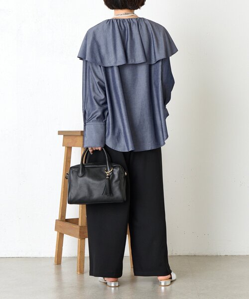 Jena espace merveilleux（ジェナ　エスパスメルヴェイユ）の「テンセルネックフリルシャツ（シャツ/ブラウス・レディース・ブラック/ネイビー・FREE）」の15枚目の写真